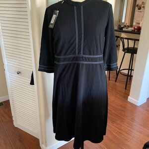 Elegant Black Dress with White Stitching brand new with tag